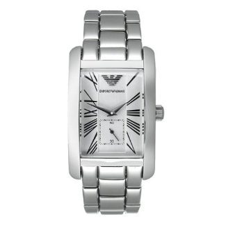 Emporio Armani Mens Stainless Steel Rectangle Watch AR0145