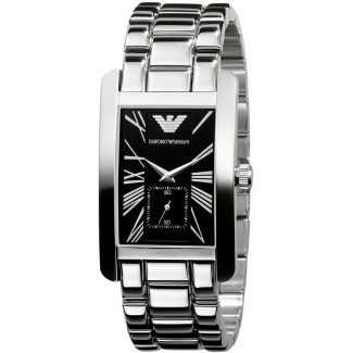 Emporio Armani Mens Stainless Steel Rectangle Watch AR0156