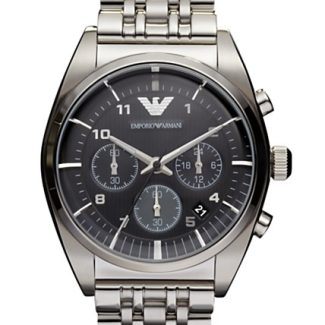Emporio Armani Mens Classic Grey Stainless Steel Watch AR0374