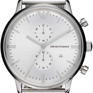 Emporio Armani Mens Silver Classic Watch AR0390