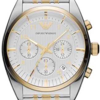 Emporio Armani Mens Gold & Silver Chronograph Watch AR0396