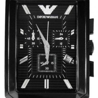 Emporio Armani Mens Black Steel Rectangular Chrnograph watch AR0475