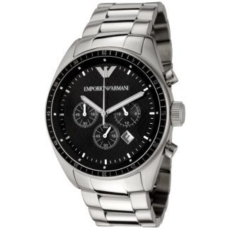 Emporio Armani Mens Silver Chronograph Watch AR0585