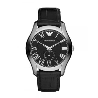 Emporio Armani Mens Black Leather Watch AR0643