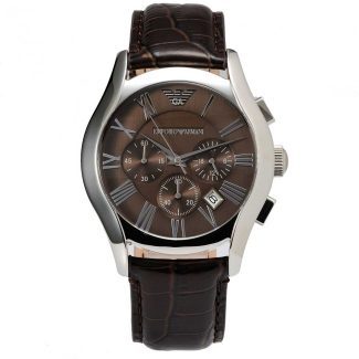 Emporio Armani Mens Chronograph Brown Leather Watch AR0671