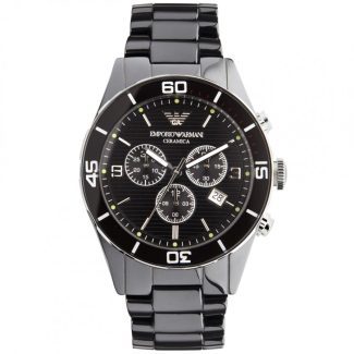 Emporio Armani Mens Black Ceramic Chrono Watch AR1421