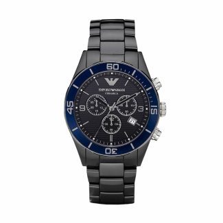 Emporio Armani Mens Black Ceramic Chrono Watch AR1429