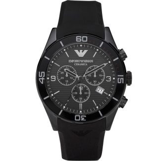 Emporio Armani Mens Rubber Ceramic Chrono Watch AR1434
