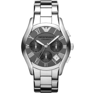 Emporio Armani Mens Silver Ceramic Watch AR1465