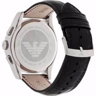 Emporio Armani Mens Black Leather Watch AR1633