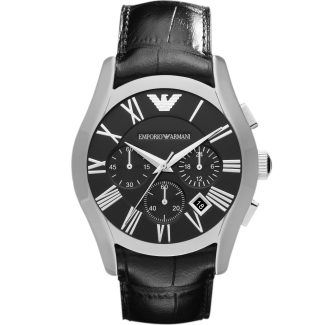 Emporio Armani Mens Black Leather Watch AR1633