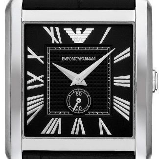 Emporio Armani Mens Rectangle Leather Watch AR1640