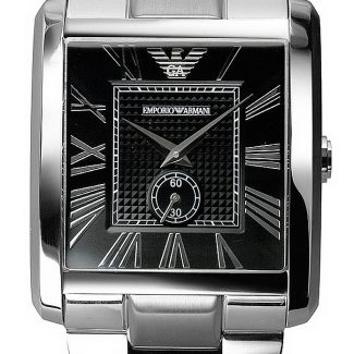 Emporio Armani Mens Rectangle Silver Watch AR1642