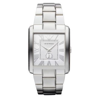 Emporio Armani Mens Rectangle Silver Watch AR1643
