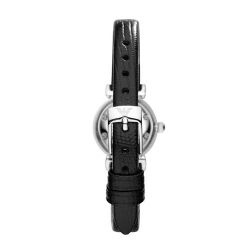 Emporio Armani Small Black Leather Watch AR1684