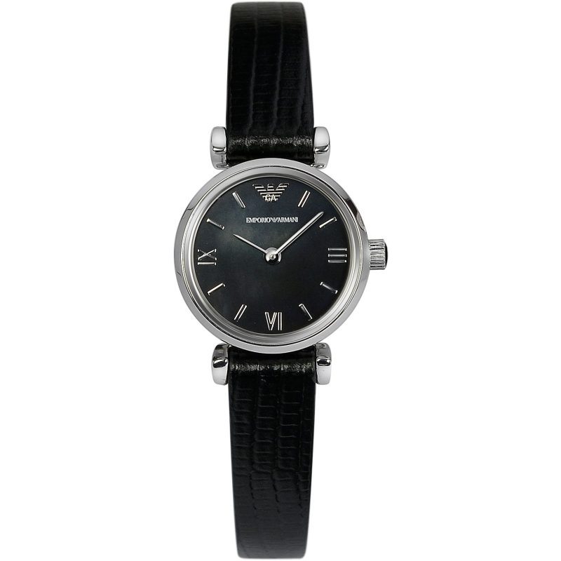 Emporio Armani Small Black Leather Watch AR1684