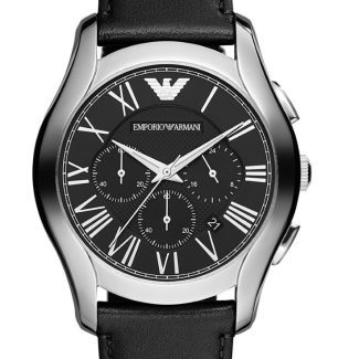 Emporio Armani Mens Black Leather Watch AR1700