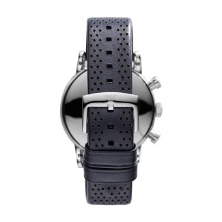 Emporio Armani Mens Blue Silver Classic Leather Watch AR1736