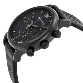 Emporio Armani Mens Black Classic Leather Watch AR1737