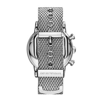 Emporio Armani Mens Classic Chronograph Silver Mesh Bracelet Watch AR1808