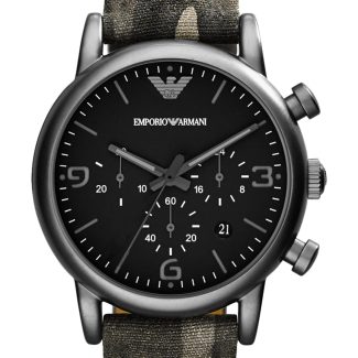 Emporio Armani Mens Gun Metal Camouflage Chrono Watch AR1817