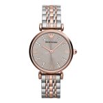 Emporio Armani Ladies Silver & Rose Gold Watch AR1840