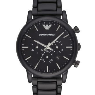 Emporio Armani Mens Stainless Steel Black Chronograph Watch AR1895