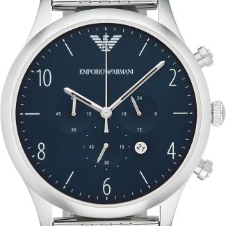 Emporio Armani Mens Retro Silver Chronograph Watch AR1942