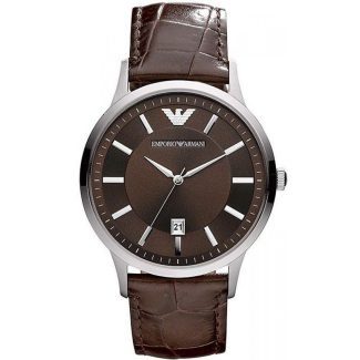 Emporio Armani Mens Simple Brown Leather watch AR2413