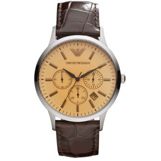 Emporio Armani Mens Brown Leather Watch AR2433