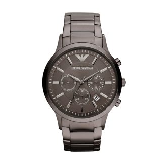 Emporio Armani mens Grey Steel Chronograph Watch AR2454