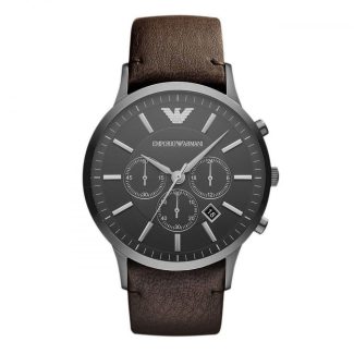 Emporio Armani Mens Brown Leather Chronograph Watch AR2462