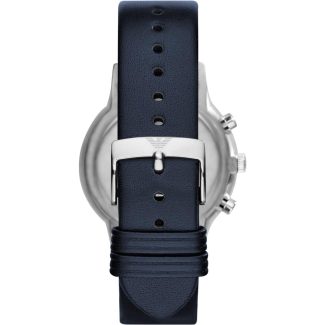 Emporio Armani Mens Blue Leather Chronograph Watch AR2473