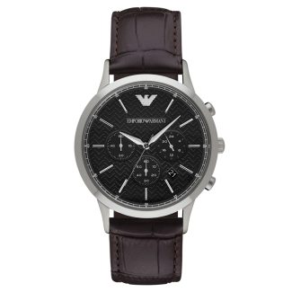 Emporio Armani Mens Brown Leather Watch AR2482