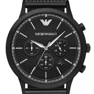 Emporio Armani Mens Black Steel Watch AR2498