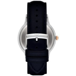 Emporio Armani Mens Blue & Rose Gold Leather Watch AR2506