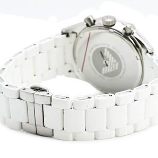 Emporio Armani Mens White Rubber & Steel Chronograph Watch AR5859