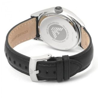 Emporio Armani Mens Black Leather Watch AR5861