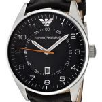 Emporio Armani Mens Black Leather Watch AR5861
