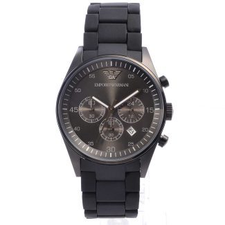 Emporio Armani Mens Rubber & Steel Watch AR5889