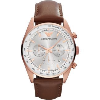 Emporio Armani Mens Brown Leather Watch AR5995