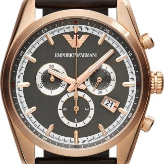 Emporio Armani Mens Brown Leather Watch AR6005
