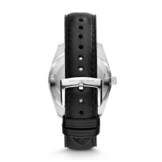 Emporio Armani Mens Black Leather Watch AR6014