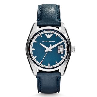 Emporio Armani Mens Blue Leather Watch AR6015
