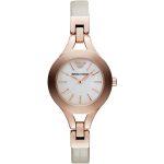 Emporio Armani Ladies Rose Gold Steel & Leather Watch AR7354