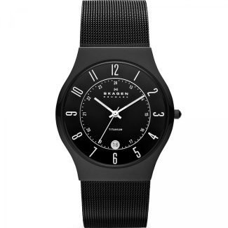Skagen Mens Black Mesh Titanium Watch 233XLLTMB