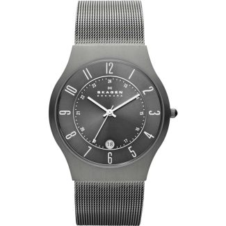 Skagen Mens Grey Mesh Titanium Watch 233XLTTM