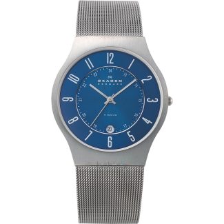 Skagen Mens Grey Mesh Titanium Watch 233XLTTN