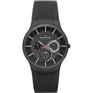 Skagen Mens Black Titanium Multifunction Watch 809XLTBB