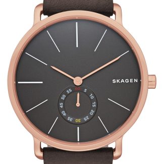 Skagen Mens Hagen Brown Leather Strap Watch SKW6213